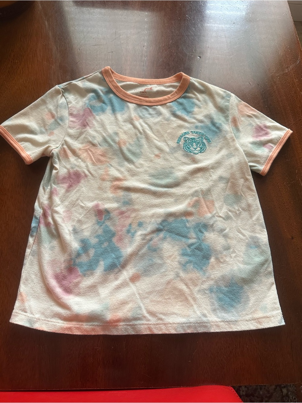 Cat & Jack Pastel Tie-Dye Ringer Tee with Peach Trim